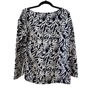 Lilly Pulitzer UPF 50+ Karessa Top Low Tide Navy Flocking To Paradise Size S